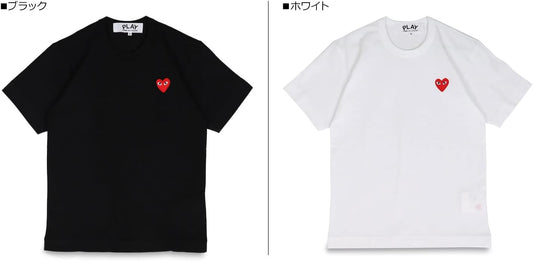 Play Comme des Garcons T108 Men's T-Shirt, Short Sleeve, Red Heart, Logo, PLAY COMME des GARCONS, Red Heart, White, S