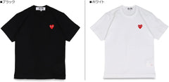 Play Comme des Garcons T108 Men's T-Shirt, Short Sleeve, Red Heart, Logo, PLAY COMME des GARCONS RED HEART PLAY T-SHIRT, Black, L, Black