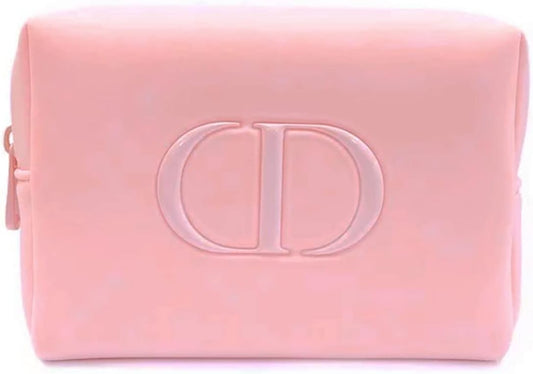 Dior Pouch, Cosmetic Pouch, Cute, Trinket Case, Logo, Peach, Pink, Logo, Smooth, Square, Makeup, Cosmetics, Pink