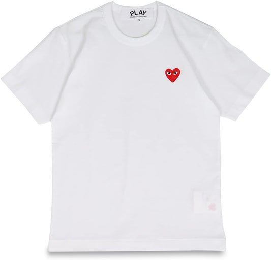 Play Comme des Garcons T108 Men's T-Shirt, Short Sleeve, Red Heart, Logo, PLAY COMME des GARCONS RED HEART PLAY T-SHIRT, Black, M