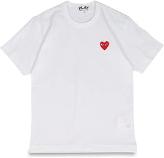 Play Comme des Garcons T108 Men's T-Shirt, Short Sleeve, Red Heart, Logo, PLAY COMME des GARCONS, Red Heart, White, S