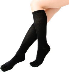 Made in Japan 1990-04 5 Toe Compression High Socks (Durable Thick) 9.1 - 9.8 inches (23 - 25 cm), Black