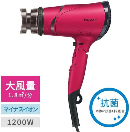 Tescom TD430B-P Hair Dryer, Negative Ion, Foldable, Large Airflow, Easy Plug, Pink, Genuine Product