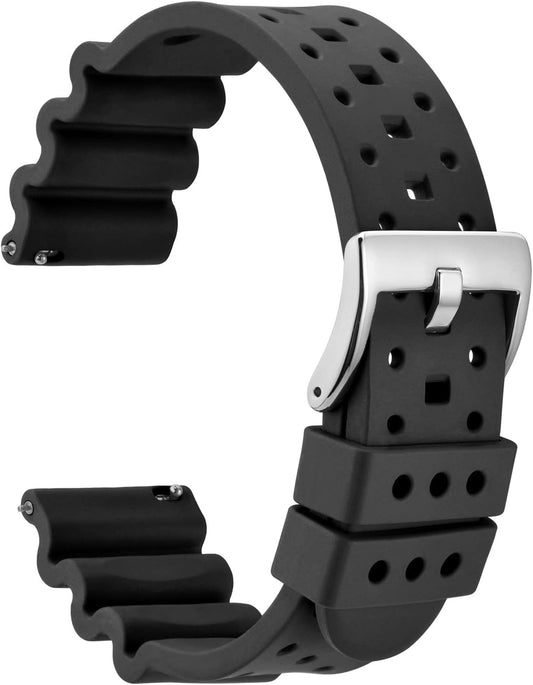 Fluorine Rubber Watch Band, 0.7 inches (18 mm), 0.8 inches (20 mm), 0.9 inches (22 mm), 0.9 inches (24 mm), Luxury Watch Rubber Strap with Easy Click