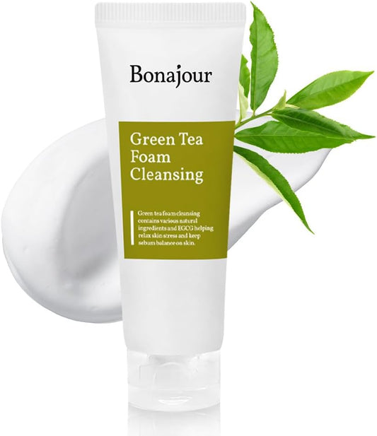 Bonajour IVE Face Wash Foam, Green Tea, Organic, Rough Skin, Moisturizing, Moisture Care, Hypoallergenic, Tone-Up, Elastic, Korean Cosmetics, Skin Care, Ranking, Reviews, 5.1 fl oz (150 ml)