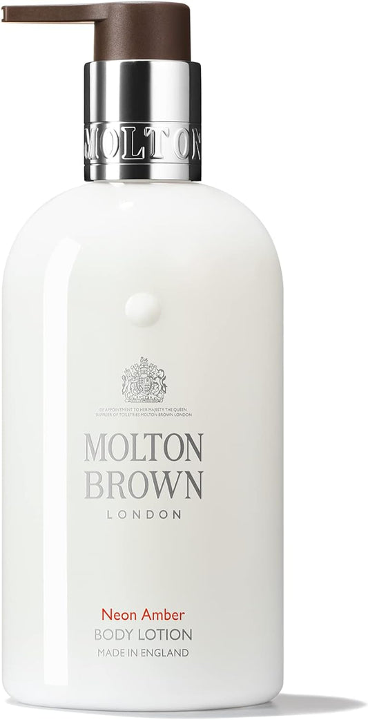 Official MOLTON BROWN Neon Amber Body Lotion, 10.1 fl oz (300 ml), Malton Brown, Dry, Moisturizing, Aromatic, Woody, Gift, Creamy, Mysterious