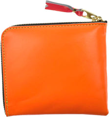 SUPER FLUO SA3100SF Super Flow Coin Purse, Coin Case, L-Shaped Zipper, Genuine Leather, Men's, Women's, Yellow, Orange