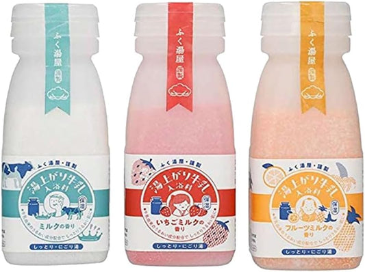 Fukuyuya Milk Bath Salt, Milk Bath Salt, 6.3 oz (180 g) x 3 Piece Set, Made in Japan, Nigori-yu, Moisturizing (3 Types x 1 each)