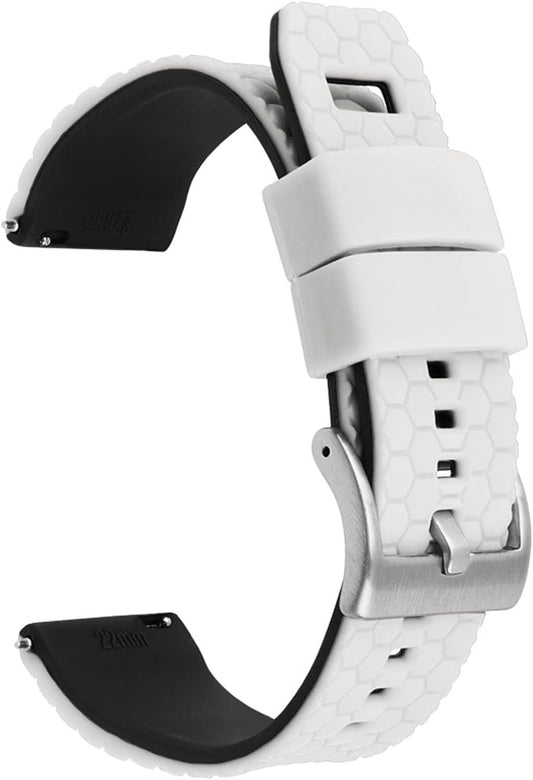 Silicone Watch Band 0.8 inch (20 mm), 0.9 inch (22 mm), Smart Watch, Watch Band, Replacement Strap, Waterproof, Soft, Lightweight, Breathable, Silica Gel, Sports Strap (No Tools Required)