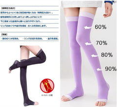 Slender Lady 2232 Women's Compression Socks, Sleep Beautiful While You Sleep, Stair Compression Socks, For Sleep, Work, Lavender, Black, Long, M/L