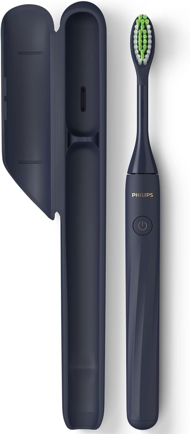 Philips One Midnight Blue Battery Operated Electric Toothbrush Travel Travel Portable with Travel Case HY1100/34