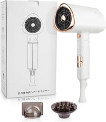 Diurwur Hair Dryer (2023 Innovative Model) Popular Ranking Large Air Flow with 20 Million Negative Ions, Quick Drying Dryer, 3 Temperature Levels and 2 Levels of Airflow, 2 Types of Nozzle Replacement, Foldable, Household / Travel Dryer, 1200 W