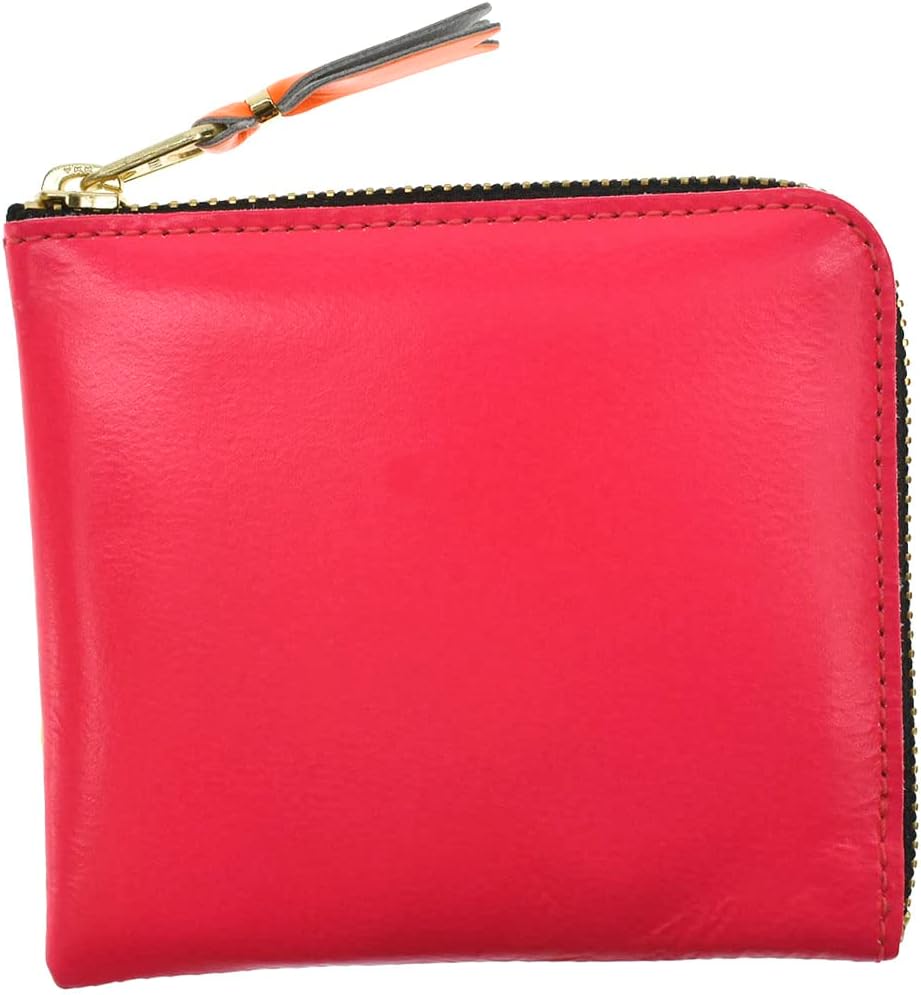 SUPER FLUO SA3100SF Super Flow Coin Purse, Coin Case, L-Shaped Zipper, Genuine Leather, Men's, Women's, Pink, Yellow