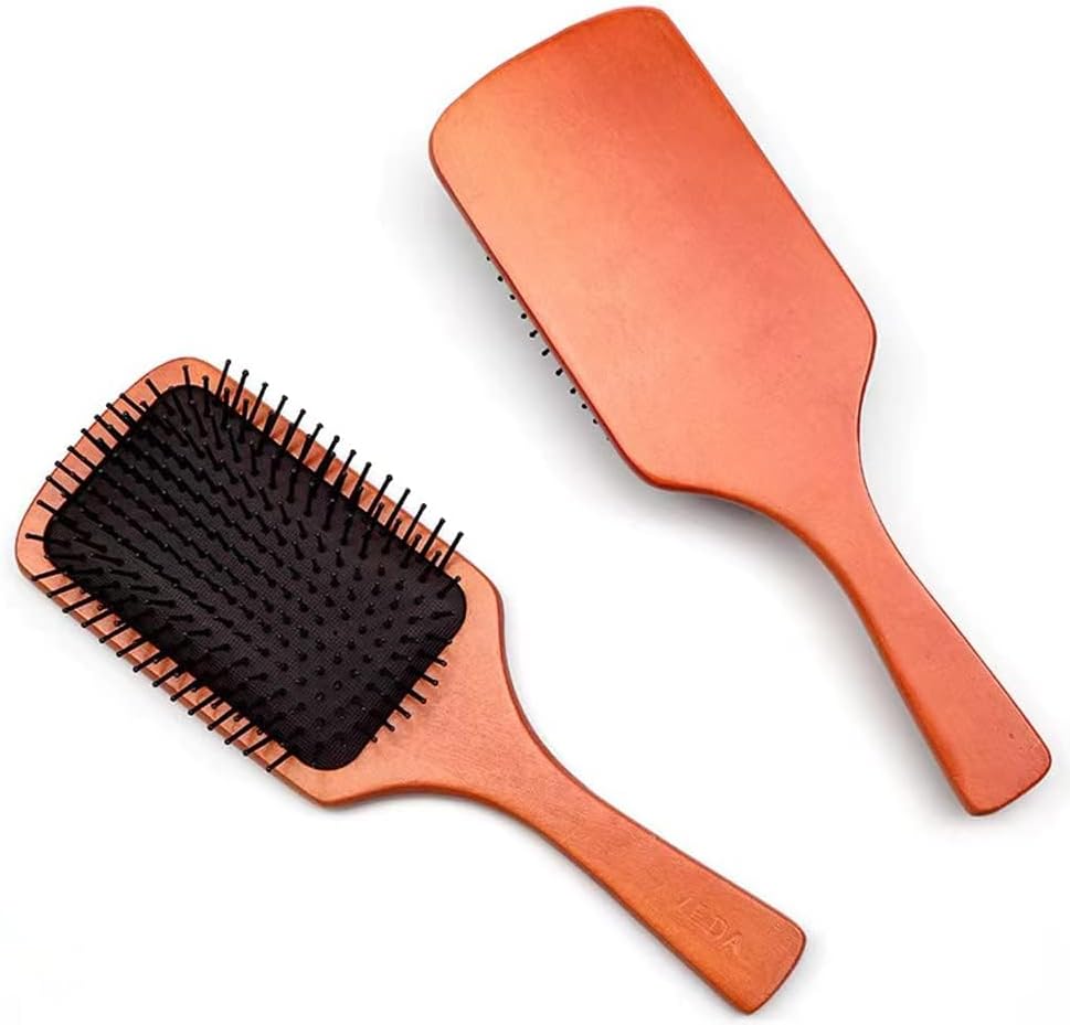 WiViVi Womens Air Cushion Design Natural Beech Wood Comb Hair Paddle Brush Anti Static