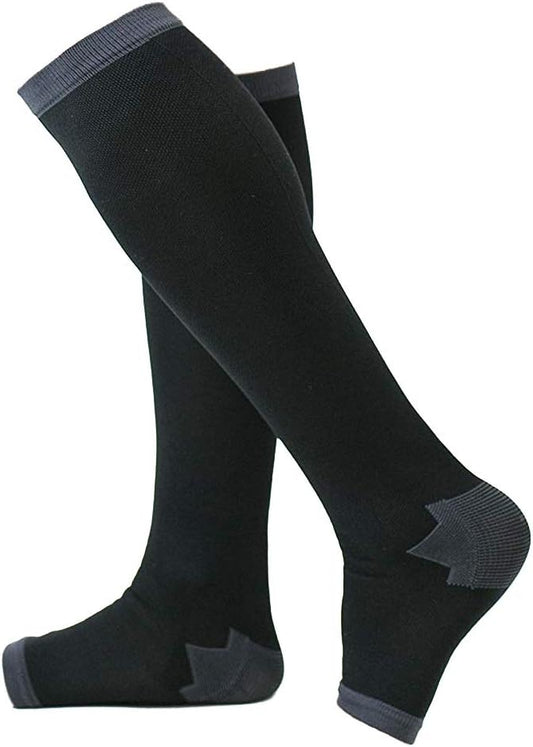 Men’s Compression Socks, Open Toe, For Men, , , black,