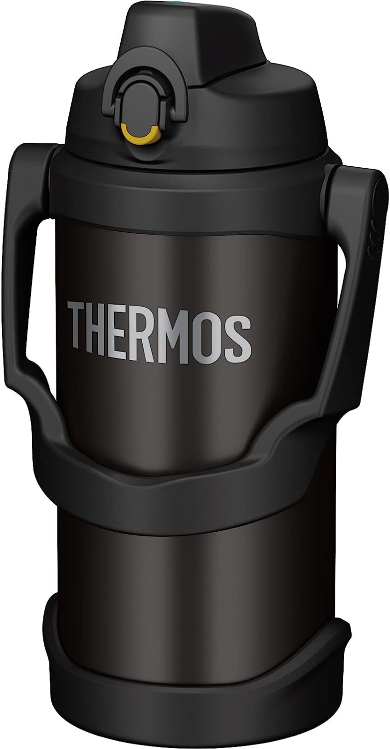 Thermos FJQ-2000 BK Water Bottle, Vacuum Insulated Sports Jug, 0.5 gal (2 L), Black