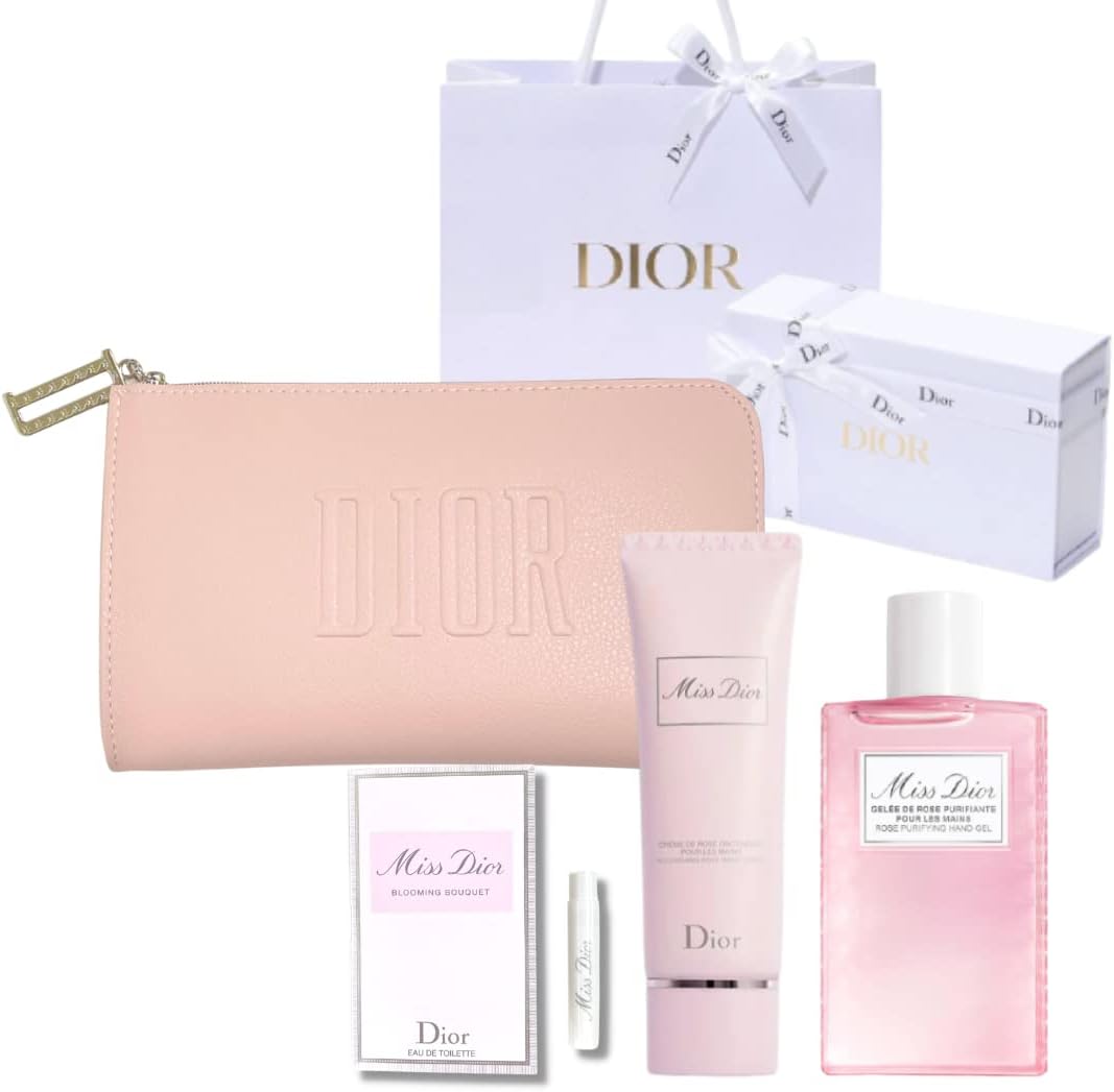 Dior Miss Dior Hand Cream   Hand Gel Hand Care Gift Set Pouch, Perfume, Blooming Bouquet, 0.3 fl oz (1 ml), Shopper, Gift Box + Message Card Included