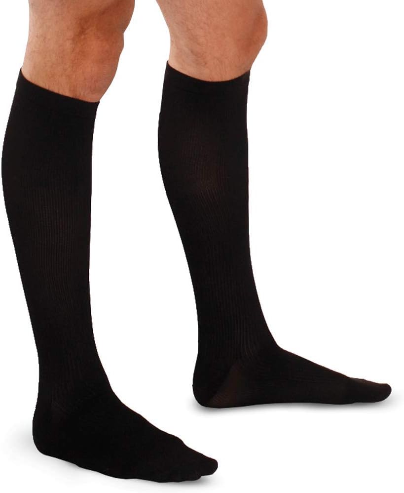 Serapharm Medical Elastic Stockings 10-15mmHg (13-20hPa) High Socks/Thick (Men's) (Black, L)