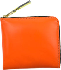 SUPER FLUO SA3100SF Super Flow Coin Purse, Coin Case, L-Shaped Zipper, Genuine Leather, Men's, Women's, Light Orange, Pink