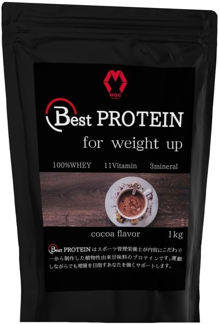 Best PROTEIN Junior Protein No artificial sweeteners Increased amount Supervised by registered dietitian Whey protein Contains 14 types of vitamins and minerals 1kg Cocoa flavor MGC project