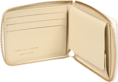 SA7100 Bifold Wallet, Men's, Women's, Round Zipper, Genuine Leather, Off, White, white (off-white)