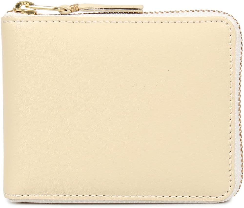 SA7100 Bifold Wallet, Men's, Women's, Round Zipper, Genuine Leather, Off, White, white (off-white)