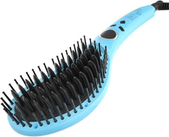 Hair Iron, Straightening Brush, Heat Brush, Brush Iron, Prevents Burns, Negative Ions, Suppresses Hair, Overseas Compatible, Rapid Heating Up to 666F (230C) (Blue)