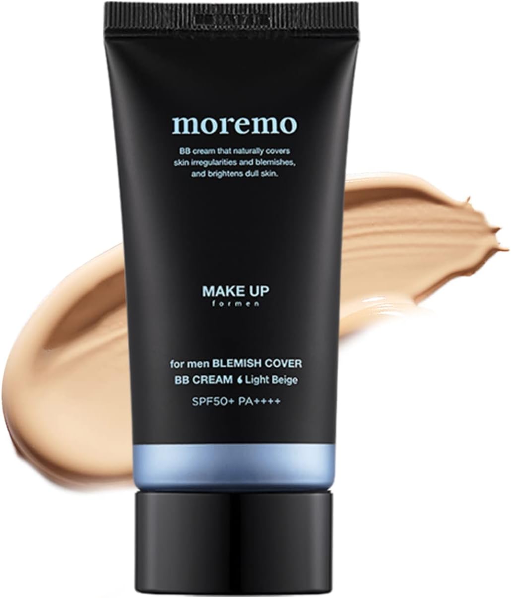 moremo for men Blemish Cover, BB Cream (Japan Authorized Dealer), Makeup Base, Sunscreen/Dullness, Acne/Semi-Mat, Men's (Light Beige)