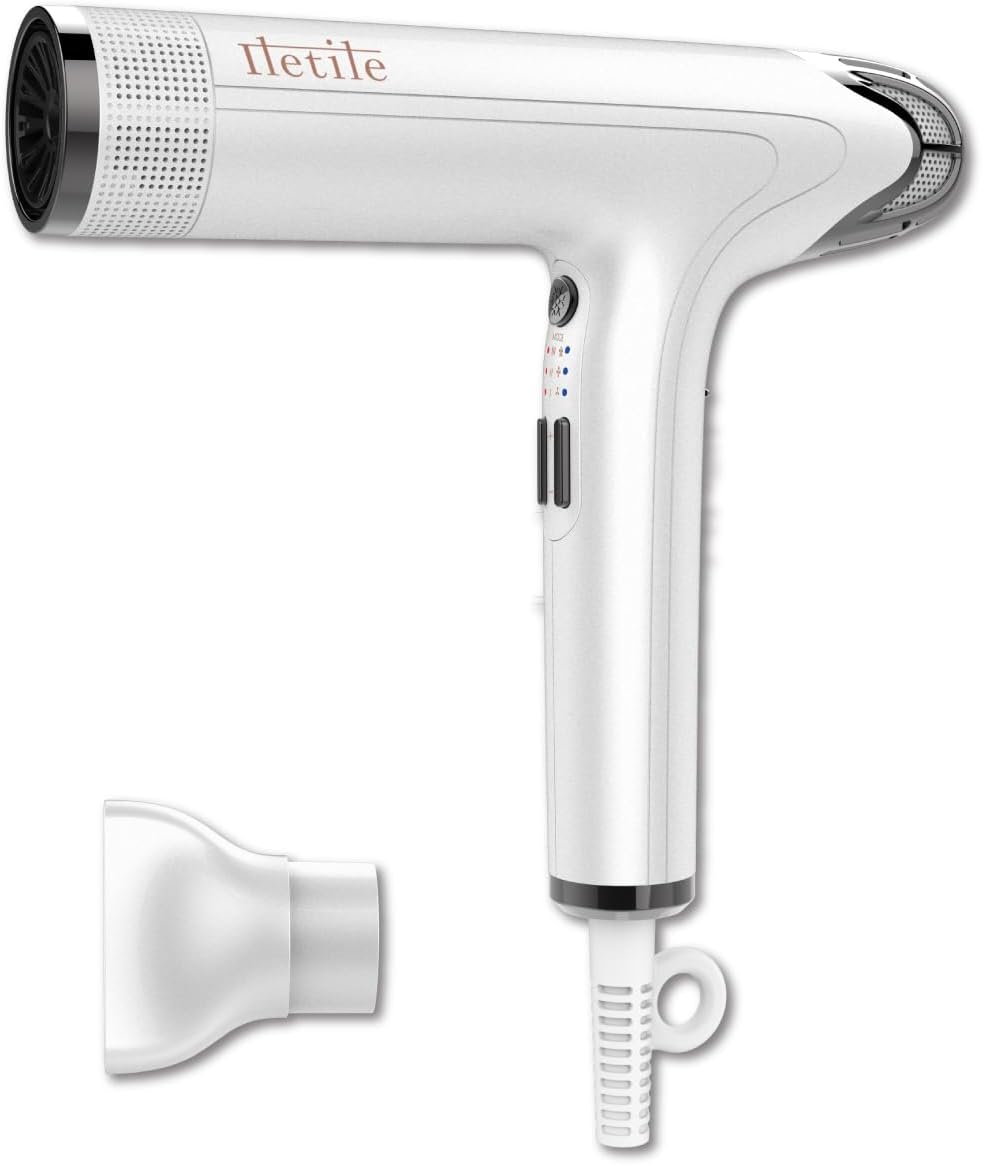 Iletile Hair Dryer, Large Airflow, Quick Drying, Far Infrared, Negative Ions, Hair Dryer, Low Temperature Dryer