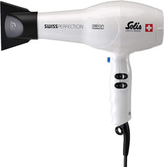 Solis Swiss Perfection Professional Hairdryer, Hair-Friendly 77C Wind, ION Technology, White (SD440W)