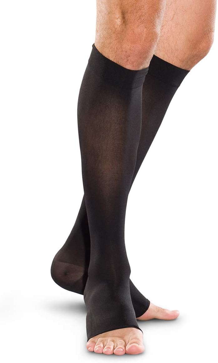 Lower Leg Veins Blood Circulation Promotes Medical Elastic Stockings, Therapherm, High Socks, No Toe, 0.8 - 1.2 inches (20 - 30 mm), Hg (27 hPa-40 hPa) Moderate Support, Knee-High Stockings (Unisex) (M, Black)