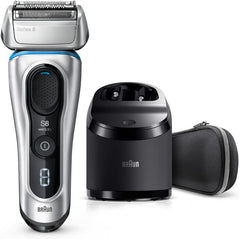 Brown Series 8 Men's Electric Shaver, 8390cc-V, 4-Cut System, Includes Cleaning System, Adhesion 3D Head, Artificial Intelligence, Automatic Adjustment, Wash, Bath Shaving Available