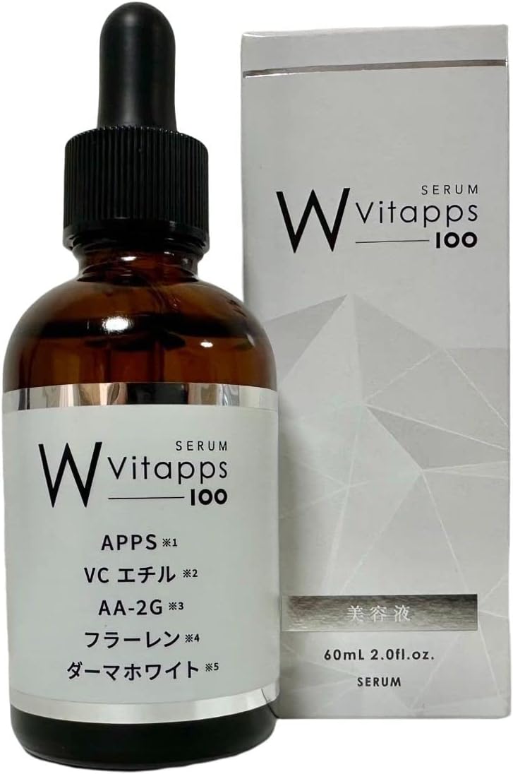 Vitapps 100 W Serum, 2.4 fl oz (60 ml), 3 Types of Vitamin C, Fullerene, Derma White Blended Whitening Serum