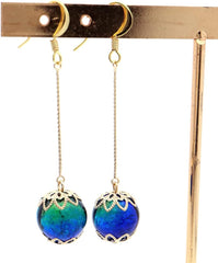 Women's Firefly Glass Earrings, Swing, Glowing, Keramarin, Hook Earrings, Okinawa, Ryukyu