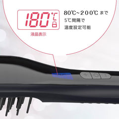 Tama Denshi Industrial PEB002 Permier Beauty Negative Ion Heat Brush Straight Hair Ceramic Coating 360 Swivel Cord Hair Iron