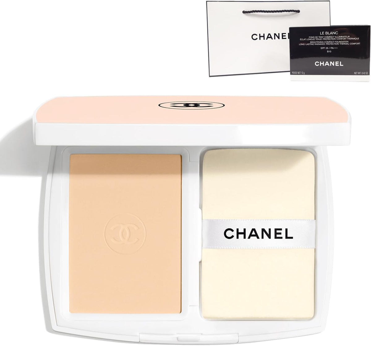 CHANEL Le Blanc Brightening Compact #B10 Powdery Foundation Cosmetics Present Gift Shopper Included