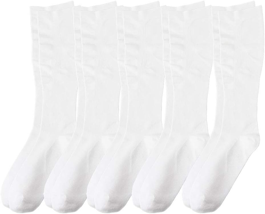 Nursery Nurse Arch Support Compression Socks Medical Office Women's 23-25 White (5 Pairs) 9000886A