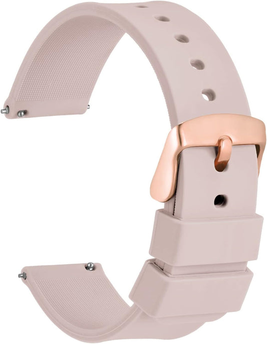 Rubber Watch Strap, Silicone, 0.55 inch (14 mm), 0.71 inch (18 mm), 0.79 inch (20 mm), 0.87 inch (22 mm), 0.94 inch (24 mm), Waterproof Replacement Watch Strap, Quick Release, Rubber Watch Band, Gold Buckle