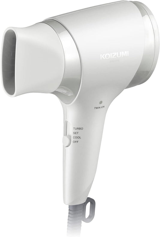 Koizumi KHD-9740/W Hair Dryer, Negative Ions, Light Job, Large Airflow, Lightweight, Quick Drying, Compact, White