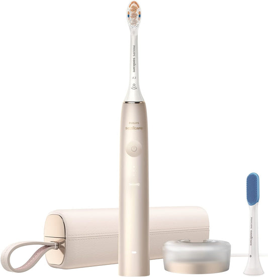 Philips Sonicare HX9992/21 Prestige Electric Toothbrush, White, App Linked, Champagne, Travel, Portable, with Travel Case