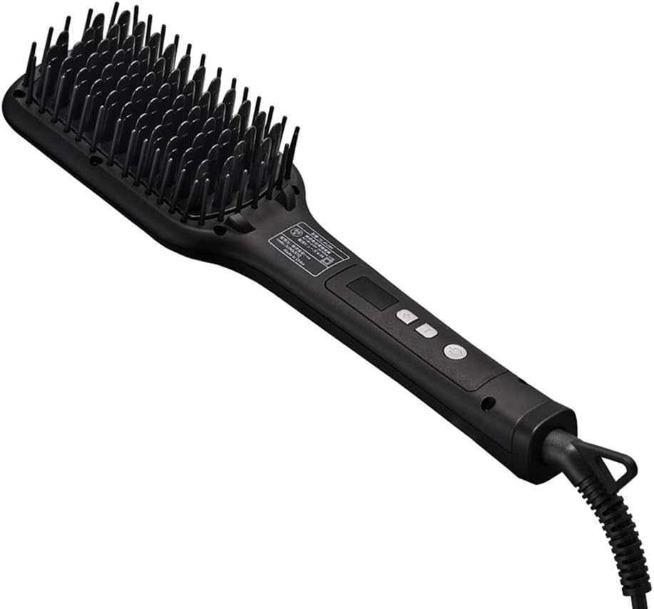 SALONIA SL-012BK Heat Brush Wide Hair Iron, Straight, Negative Ion, Bangs, Curl, Outside Spine,