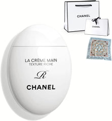 CHANEL Chanel Hand Cream Gift Set Female Present Initial Engraved La Crème Man 1.7 fl oz (50 ml) Riche Cosmetics Hand Care Moisturizing LA CRÈME MAIN Rich RICHE Scarf Included Wrapped (Initial: R)