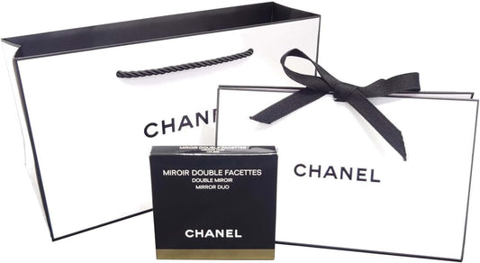 Set Item Gift Wrapped, CHANEL Domestic Authentic Double Compact Mirror, MIROIR DOUBLE FACETTES MIROIR DOUBLE FACETTES Facet, Includes Chanel Shop Bag