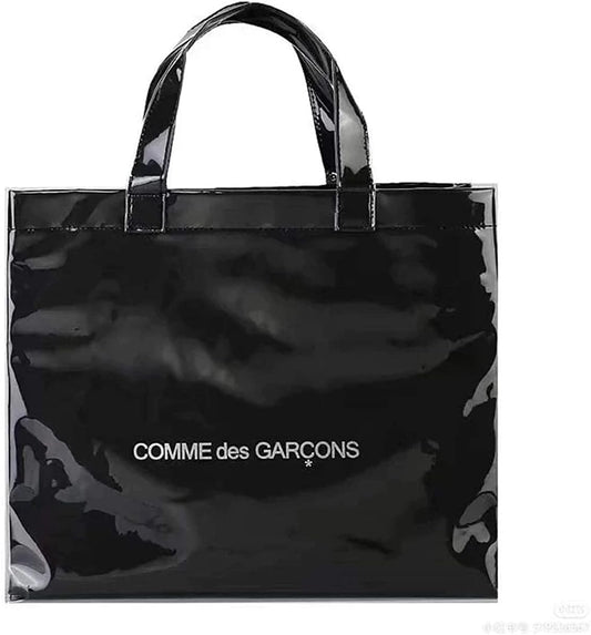 Comme des Garcons Tote Bag, Women's, Handbag, Unisex, PVC Bag, Large Capacity, Waterproof, Stain Resistant, Men's Shopping Bag (Black), Black