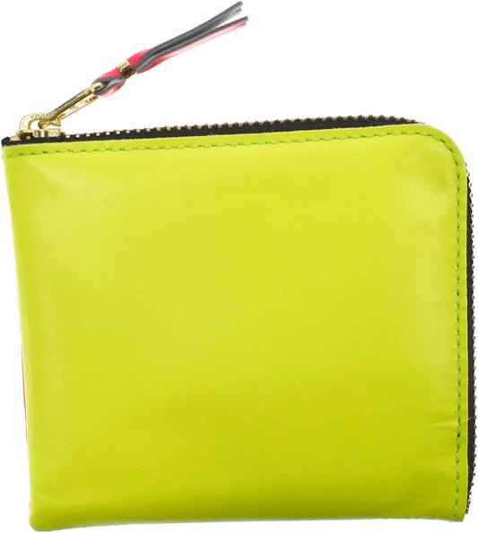 SUPER FLUO SA3100SF Super Flow Coin Purse, Coin Case, L-Shaped Zipper, Genuine Leather, Men's, Women's, Yellow, Orange