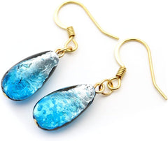 GOLD STONE Haterma Blue Firefly Glass Earrings, Drop Type, For Both Ears, Dragonfly Ball, Okinawa