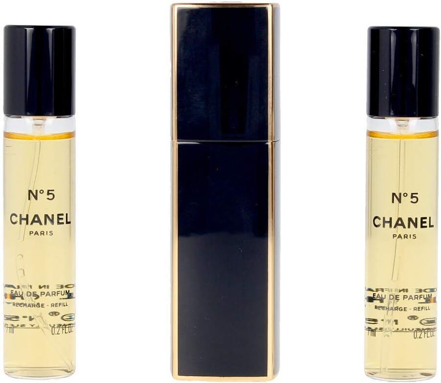 Chanel N5 Eau De Parfum Mini Twist   Spray 0.2 fl oz (7 ml) x 3 Bottles (Includes 2 Refills)