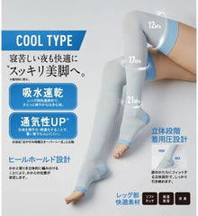 RIZAP Compression Socks, Cool Type, For Summer, Room Socks, Over Knee Length, Made in Japan, BU-Blue