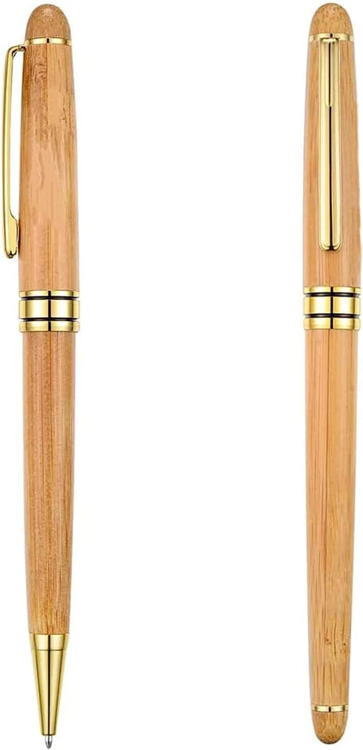 Natural Material Oil-based ballpoint pen made of bamboo, 2 pieces, perfect for men, women, professionals, executives, offices, commemorative gifts, birthday presents…