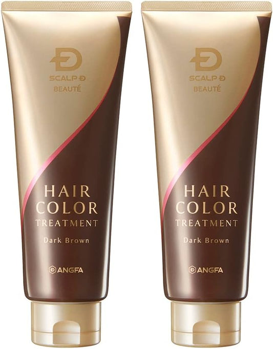 Scalp D Beaute Hair Color Treatment, Dark Brown, 2-piece Set, Gray Hair Dye, Deep Dyed, For Women, Salon Finish, Easy at Home, Volume, Glossy, Whole Dyed Hair